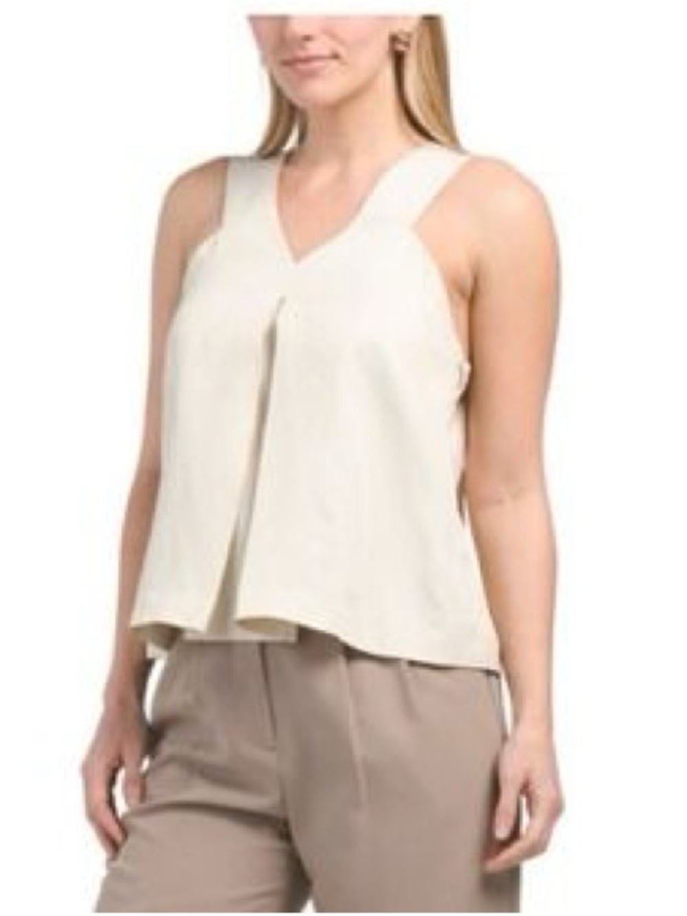 Piazza Sempione Cream V-Neck Pleated Camisole